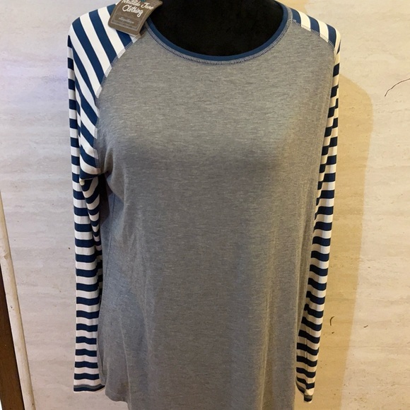 NWT- Matilda Jane Long-Sleeve T-Shirt Tunic Top Navy & White Striped Sleeves - Picture 2 of 10